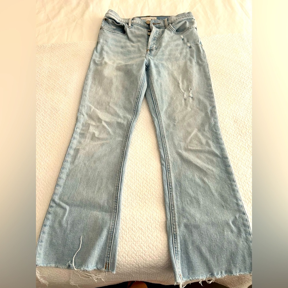 Denim Forum High Rise Cropped Flare Jeans